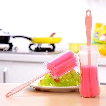 Bottle & Glass Cleaning Brush Set (2 Pcs) — Reaches Every Corner of Wine Glasses, Cups & Flasks