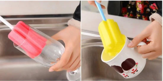 Bottle & Glass Cleaning Brush Set (2 Pcs) — Reaches Every Corner of Wine Glasses, Cups & Flasks