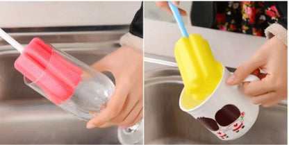 Bottle & Glass Cleaning Brush Set (2 Pcs) — Reaches Every Corner of Wine Glasses, Cups & Flasks