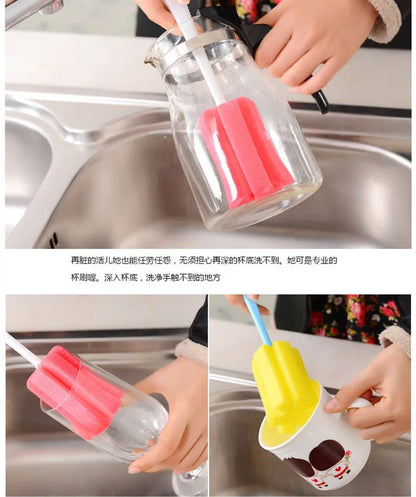 Bottle & Glass Cleaning Brush Set (2 Pcs) — Reaches Every Corner of Wine Glasses, Cups & Flasks