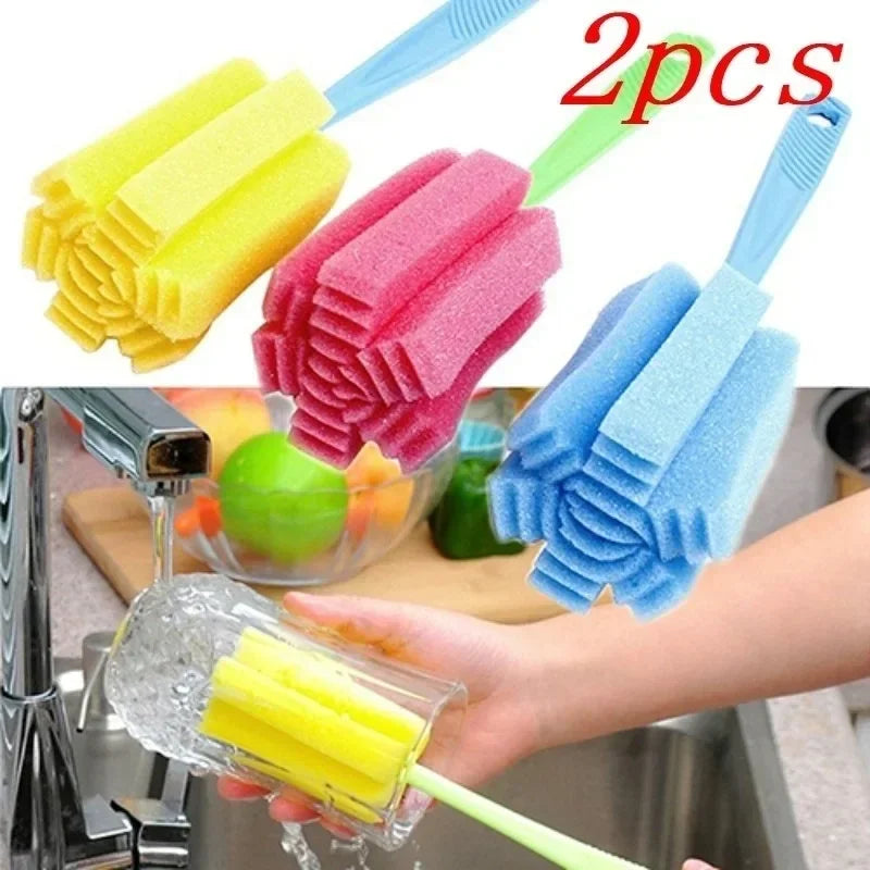 Bottle & Glass Cleaning Brush Set (2 Pcs) — Reaches Every Corner of Wine Glasses, Cups & Flasks